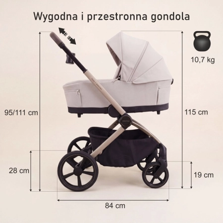Adamex Como Natura Beige wózek 2w1 składany razem z gondolą