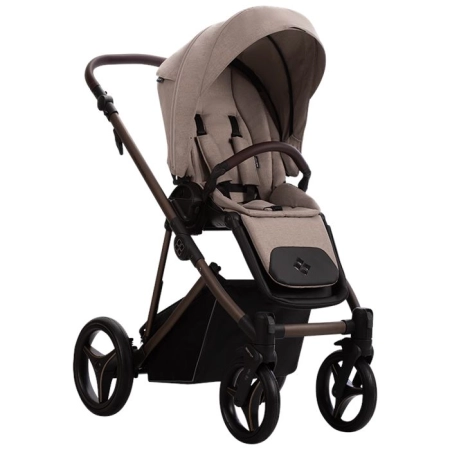Bebetto Pelpasso Choco 01 Beżowy wózek 2w1 z gondolą i spacerówką