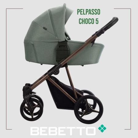 Bebetto Pelpasso Choco 05 Zielony wózek 2w1 z gondolą i spacerówką