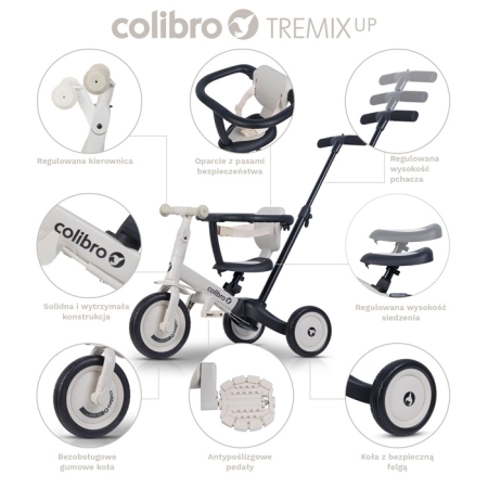 Rowerek Colibro TremixUp Ivory 6w1 biegowy lub spacerowy kolor beżowo-czarny