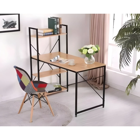 Biurko komputerowe drewniane regał z półkami loft