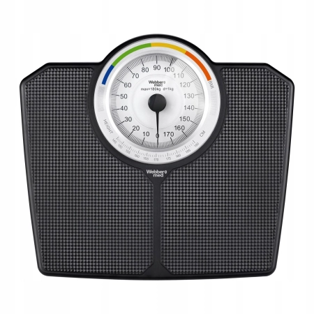 Klasyczna waga łazienkowa mechaniczna analogowa do 180 kg czarna WEBBER BMI