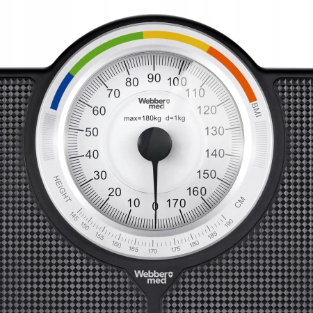 Klasyczna waga łazienkowa mechaniczna analogowa do 180 kg czarna WEBBER BMI
