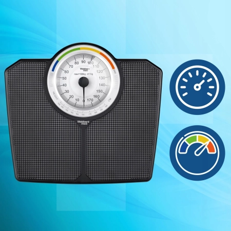 Klasyczna waga łazienkowa mechaniczna analogowa do 180 kg czarna WEBBER BMI