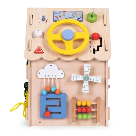 Drewniany domek manipulacyjny dla dzieci panel edukacyjny XXL 30 elementów