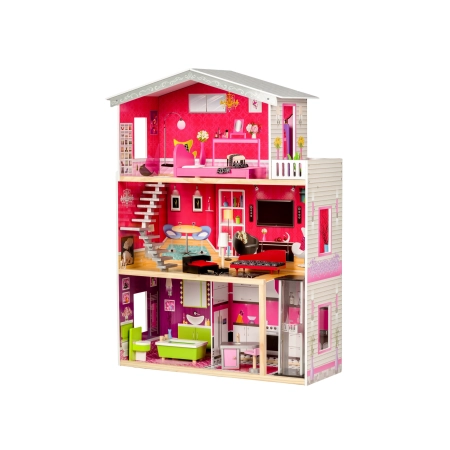 Duży drewniany domek z windą dla lalek - Rezydencja Malibu ECOTOYS