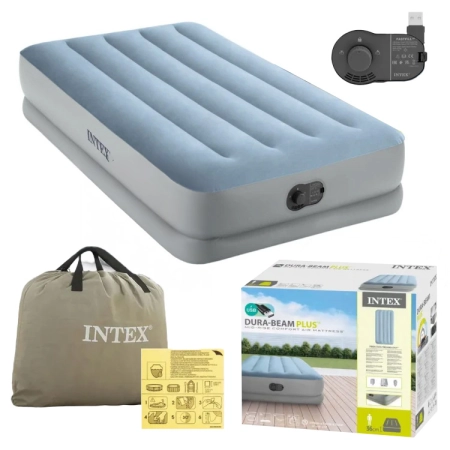 Materac dmuchany jednoosobowy 191x99x36 cm z wbudowaną pompką elektryczną USB łóżko INTEX 64157