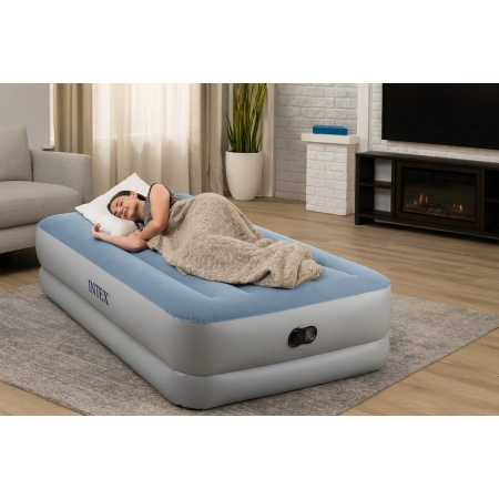 Materac dmuchany jednoosobowy 191x99x36 cm z wbudowaną pompką elektryczną USB łóżko INTEX 64157