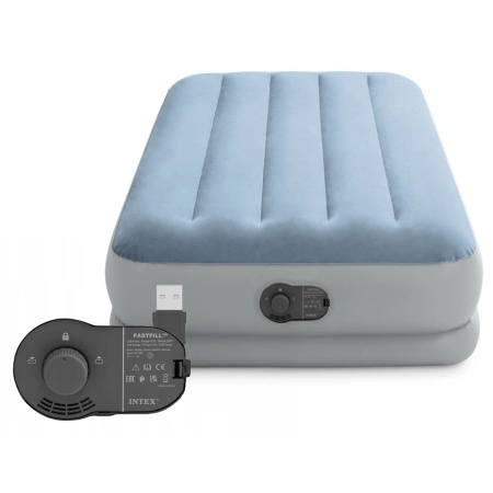 Materac dmuchany jednoosobowy 191x99x36 cm z wbudowaną pompką elektryczną USB łóżko INTEX 64157
