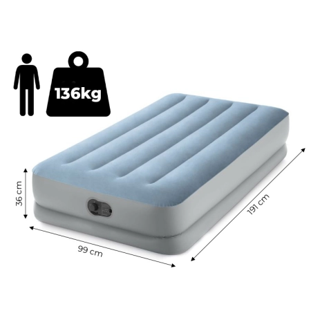 Materac dmuchany jednoosobowy 191x99x36 cm z wbudowaną pompką elektryczną USB łóżko INTEX 64157
