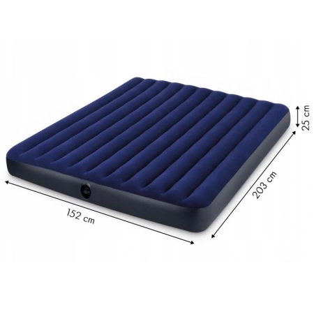 Materac dmuchany dwuosobowy 203x152 cm z poduszkami welurowy INTEX 64765