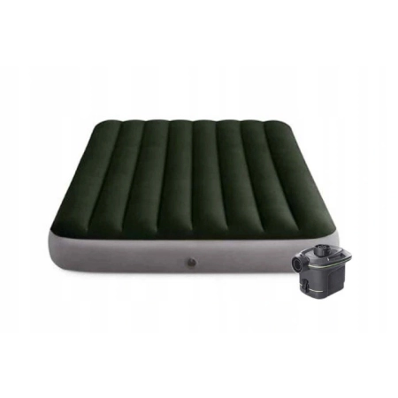 Materac duży dmuchany 203x152 cm dwuosobowy elektryczna pompka gratis INTEX 64779
