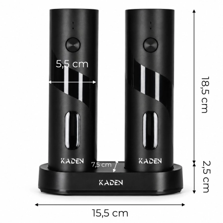Młynek elektryczny do soli i pieprzu zestaw 2 sztuki regulacja mielenia USB KADEN