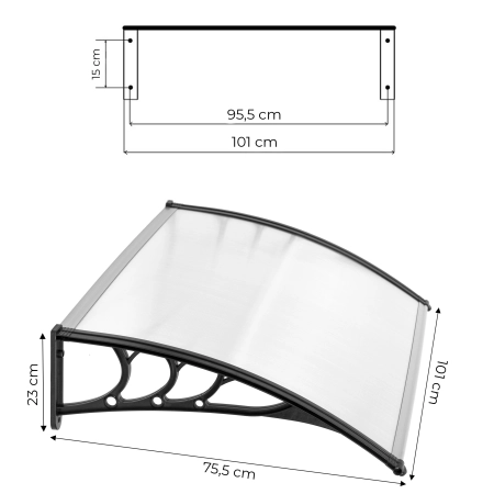 Daszek nad drzwi 100x80 cm zadaszenie osłona poliwęglan MultiGarden
