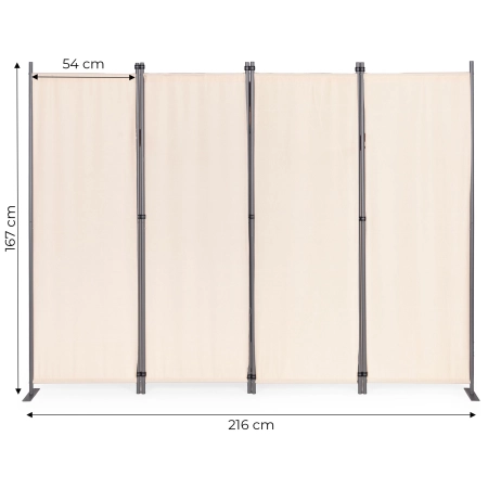 Składany parawan ogrodowy pokojowy 4-panelowy 167x216 cm beżowy MultiGarden