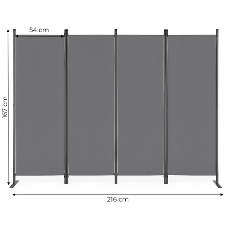 Składany parawan ogrodowy pokojowy 4-panelowy 167x216 cm szary MultiGarden