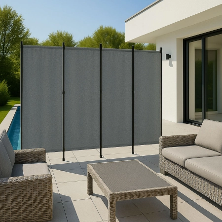 Składany parawan ogrodowy pokojowy 4-panelowy 167x216 cm szary MultiGarden