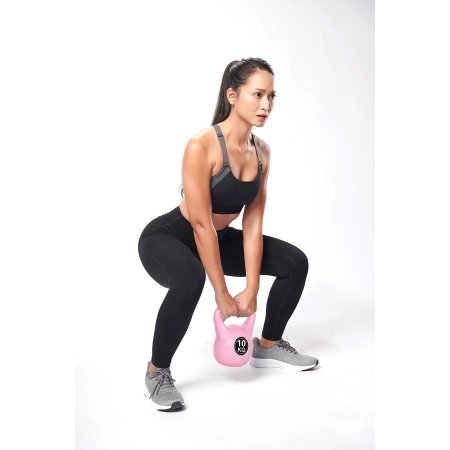 Kettlebell kettle 10 kg do ćwiczeń hantla kula odważnik obciążenie ciężar fitness różowy MOVEPRO