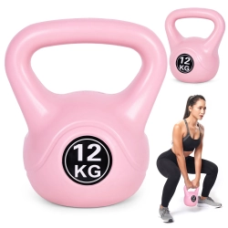 Kettlebell kettle 12 kg do ćwiczeń hantla kula odważnik obciążenie ciężar fitness różowy MOVEPRO