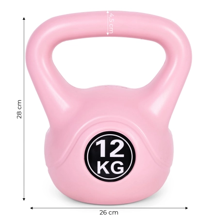 Kettlebell kettle 12 kg do ćwiczeń hantla kula odważnik obciążenie ciężar fitness różowy MOVEPRO