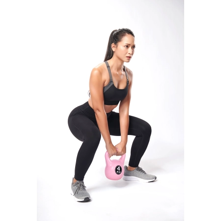 Kettlebell kettle 4 kg do ćwiczeń hantla kula odważnik obciążenie ciężar fitness różowy MOVEPRO