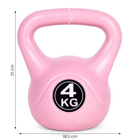 Kettlebell kettle 4 kg do ćwiczeń hantla kula odważnik obciążenie ciężar fitness różowy MOVEPRO