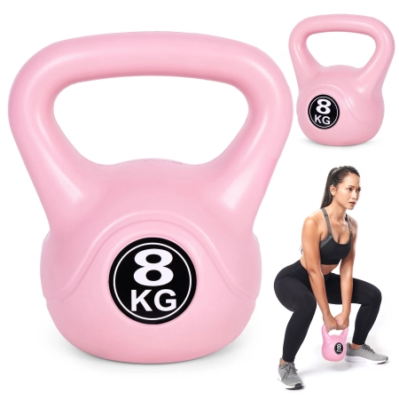 Kettlebell kettle 8 kg do ćwiczeń hantla kula odważnik obciążenie ciężar fitness różowy MOVEPRO