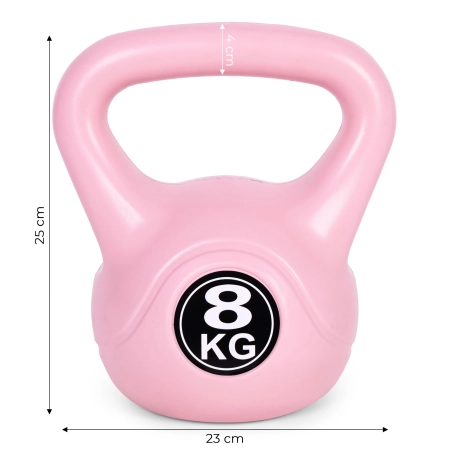 Kettlebell kettle 8 kg do ćwiczeń hantla kula odważnik obciążenie ciężar fitness różowy MOVEPRO