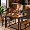 Zestaw loftowych mebli do jadalni kuchni stolik 2 ławki postarzane drewno ModernHome