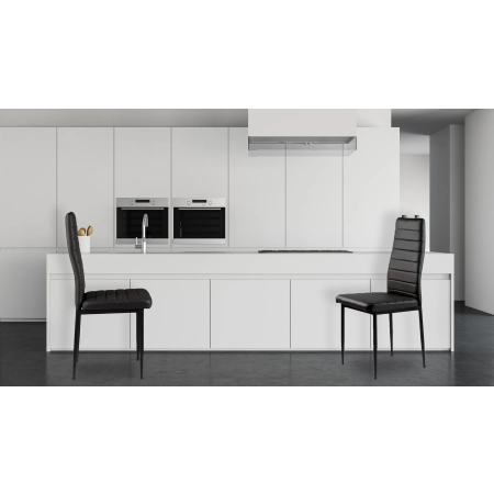 Zestaw krzeseł do jadalni salonu z ekoskóry 4 sztuki wysokie oparcie czarne ModernHome