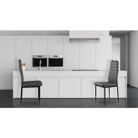 Zestaw krzeseł do jadalni salonu z ekoskóry 4 sztuki wysokie oparcie szare ModernHome