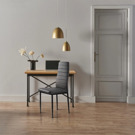 Zestaw krzeseł do jadalni salonu z ekoskóry 4 sztuki wysokie oparcie szare ModernHome