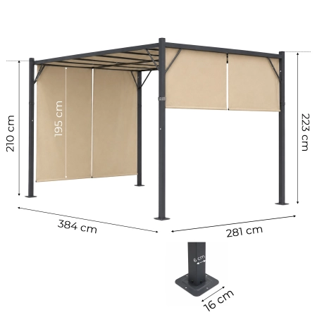Pergola ogrodowa tarasowa 3x4 m stalowa altana zadaszenie beżowa MultiGarden
