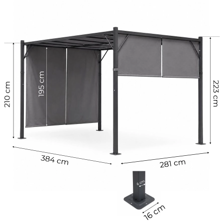 Pergola ogrodowa tarasowa 3x4 m stalowa altana zadaszenie szara MultiGarden