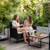 Sofa ogrodowa dwuosobowa z poduszką ławka na balkon taras ogród czarna MultiGarden