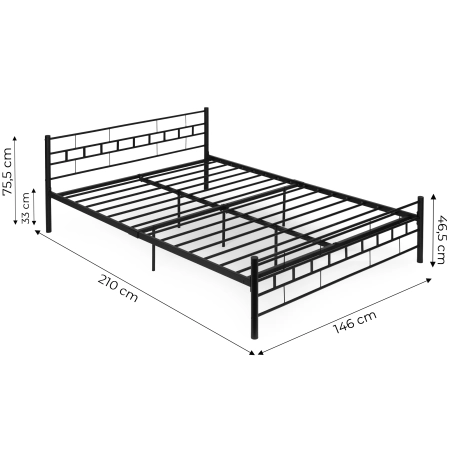 Łóżko metalowe 140x200 cm ze stelażem czarna rama ModernHome