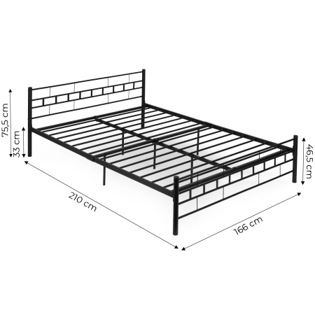 Łóżko metalowe 160x200 cm ze stelażem czarna rama ModernHome