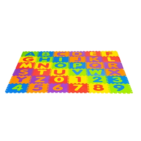 Duża mata piankowa EVA dla dzieci litery cyfry 178x178 cm 36 elementów ECOTOYS
