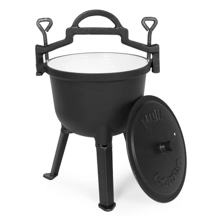 Kociołek żeliwny emaliowany 5L stojący garnek myśliwski ognisko grill MultiGarden