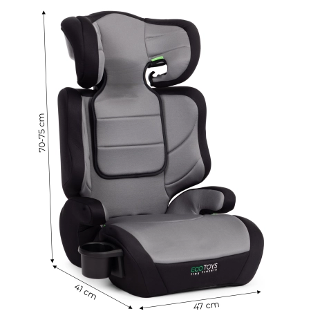 Fotelik samochodowy dla dzieci 2w1 podkładka i-SIZE wzrost 100-150 cm uchwyt na napoje ECOTOYS