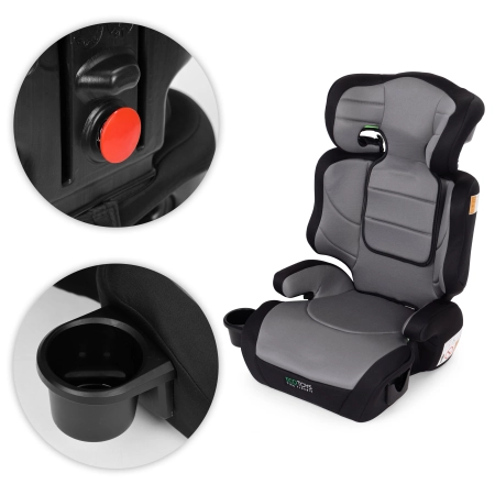Fotelik samochodowy dla dzieci 2w1 podkładka i-SIZE wzrost 100-150 cm uchwyt na napoje ECOTOYS