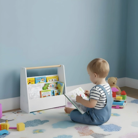 Biblioteczka dziecięca Montessori regał na książki organizer 2 poziomy biały ECOTOYS