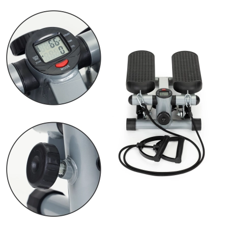 Stepper z ekspanderami do ćwiczeń fitness z licznikiem MOVEPRO