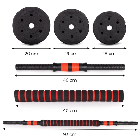 Hantle regulowane 2x10 kg sztanga zestaw 20 kg gryf MOVEPRO
