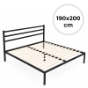 Łóżko metalowe 190x200 cm ze stelażem i zagłówkiem minimalistyczna czarna rama ModernHome