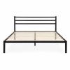 Łóżko metalowe 190x200 cm ze stelażem i zagłówkiem minimalistyczna czarna rama ModernHome