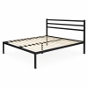 Łóżko metalowe 190x200 cm ze stelażem i zagłówkiem minimalistyczna czarna rama ModernHome