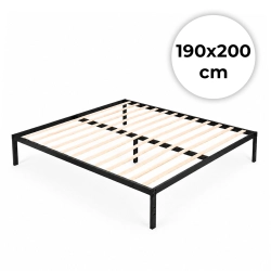 Łóżko metalowe 190x200 cm ze stelażem minimalistyczna czarna rama ModernHome