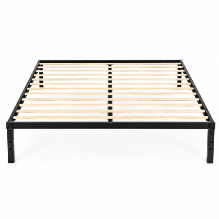 Łóżko metalowe 190x200 cm ze stelażem minimalistyczna czarna rama ModernHome