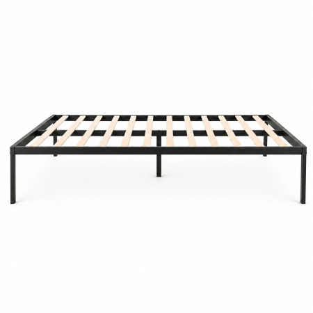 Łóżko metalowe 135x190 cm ze stelażem minimalistyczna czarna rama ModernHome